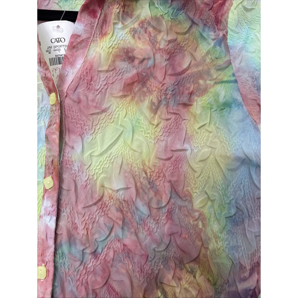 VTG Y2K Milano Crinkle Top Womens S Floral Print 3/4 Sleeve Shirt NWT - Picture 2 of 8